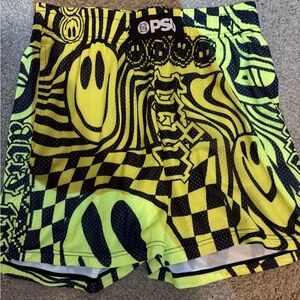 PSD Neon Yellow and Black Graphic Shorts